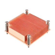   	  	  	  	1U low profile passive copper cooler for Intel LGA775 & 115X & 1200.    	     	  		Low profile passive 1U cooler  	  		Pure copper heatsink  	  		4 spring loaded screws and a motherboard backplate for LGA775, 115X and 1200  	  		M