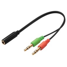   	     	Save the cost of an extra headset.    	Many headsets for smartphones connect to the phone’s 4- pin combined audio input and output. A PC typically has two sockets: an audio output and a microphone input. This adapter converts the singl