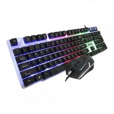   	  	Jedel RGB Gaming Style keyboard and mouse bundle featuring a white translucent backlit keyboard and an 800-1600dpi LED mouse  