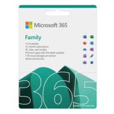   	  	     	Microsoft 365 Family includes up to 6 TB of cloud storage (1 TB per person), advanced security features, and innovative apps for you and your family, all in one plan.    	  		For one to six people to share  	  		Each person can use on up 